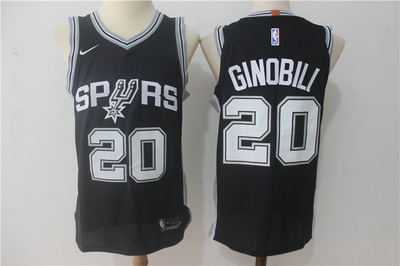 Men San Antonio Spurs #20 Ginobili Black Game Nike NBA Jerseys->->NBA Jersey